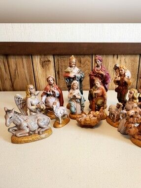 14pc Vintage Ceramic Nativity Atlantic Mold Joseph Mary Baby Wisemen 70s